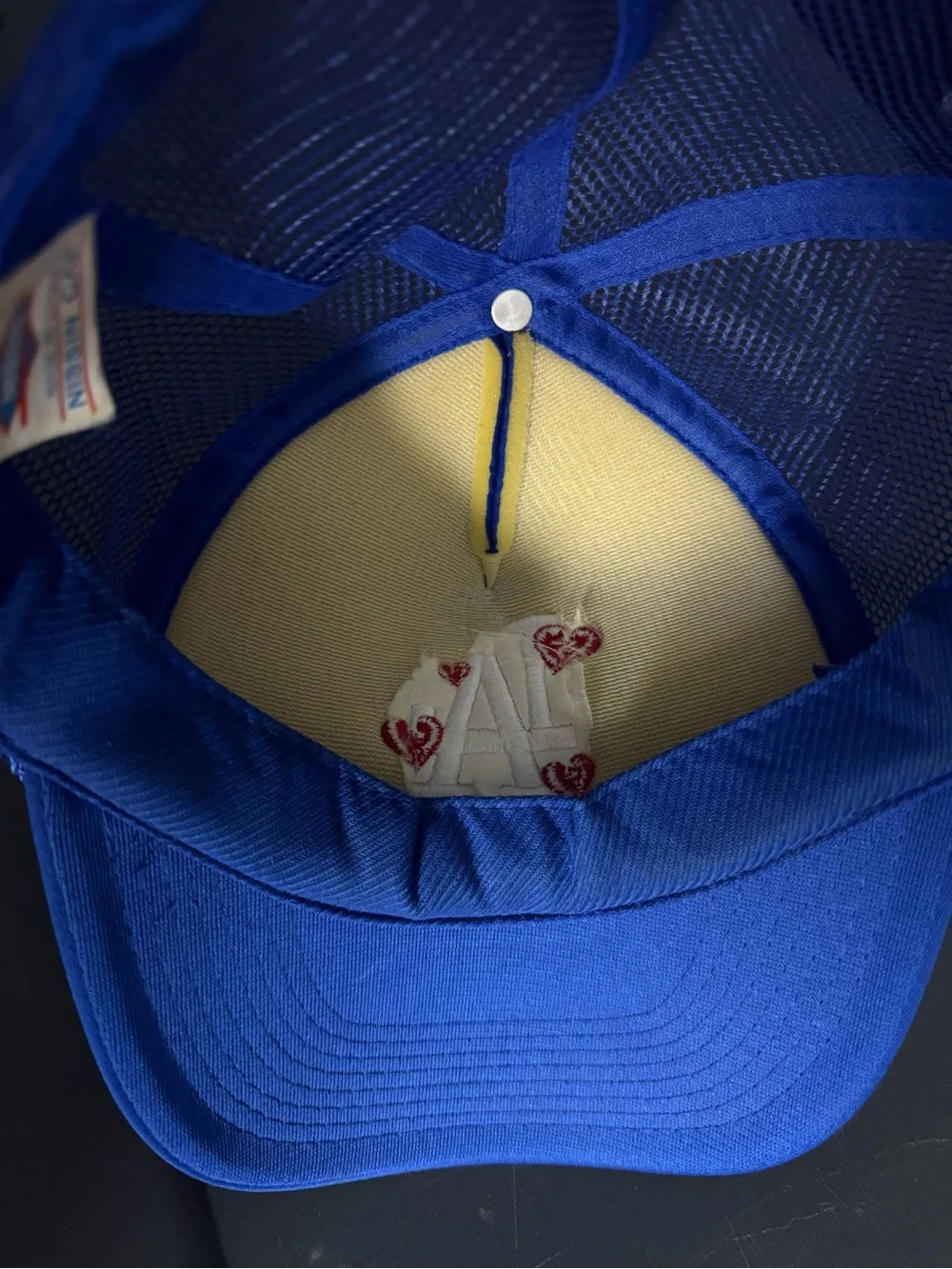 Blue LA Logo Trucker Hat with Broken Hearts